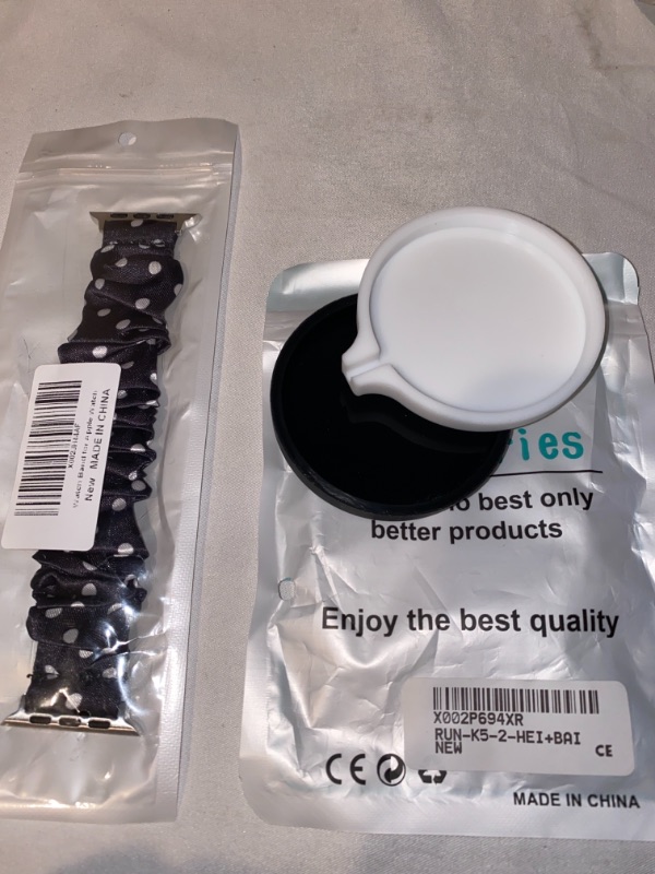 Photo 1 of 2PC LOT
WATCH BAND FOR APPLE WATCH SATIN BLACK AND WHITE POLKA DOTS

2PC BLACK AND WHITE ACCESSORY, HEI+BAI