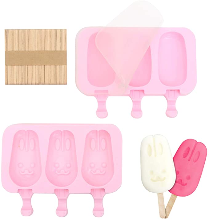 Photo 1 of 2PC LOT
ESTUSR 2 Pack Popsicle Molds, Silicone Cake Pop Mold Homemade Ice Chocolate Ice Cream Maker with 100 Pieces Natural Wood Craft Sticks For Kids Summer DIY with Covers- 3 Cavities, 2 COUNT