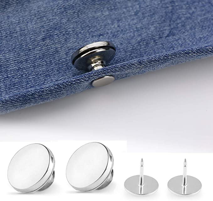 Photo 1 of 4PC LOT
[Upgraded]2 Sets Instant Button Pins,Silver Perfect Fit Adjustable Jeans Button Pins,Metal Clips Snap Tack,No Sew Needed Button Pins, Instant Add Or Reduce Any Pants Waist
4 COUNT, 8PCS