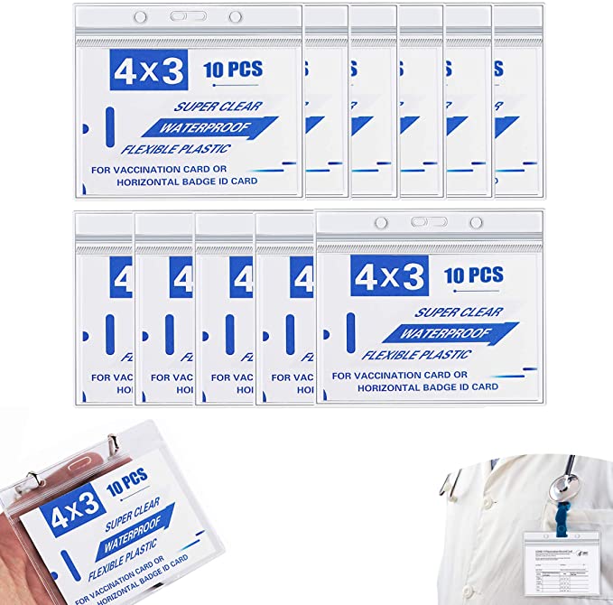 Photo 1 of 2PC LOT
10 Pcs CDC Vaccination Card Protector 4 X 3 In for CDC Immunization Record Clear PVC Sleeve Waterproof Type, Horizontal Badge ID Name Tag - Vaccine Card Protector w 3 Lanyard Slots for Events & Travel, 2 COUNT