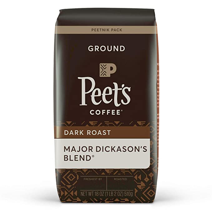 Photo 2 of 2PC LOT
Peet's Coffee, Decaf Major Dickason's Blend - Dark Roast Decaffeinated Ground Coffee - 10.5 Ounce Bag, EXP 09/08/2021

Peet's Coffee, Major Dickason's Blend - Dark Roast Ground Coffee - 18 Ounce Bag, EXP 08/30/2021