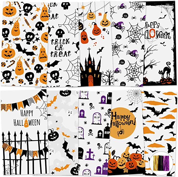 Photo 1 of 2PC LOT
TOMNK 170pcs Halloween Treat Bags Cellophane Cookie Bags Yellow and Black Pattern with 180pcs Twist Ties Halloween Party Supplies Party Favors 10 Assorted Styles, 2 COUNT

Glory Island Halloween Decorations Yard Signs Stakes, 6 Pcs Scary Zombie Va