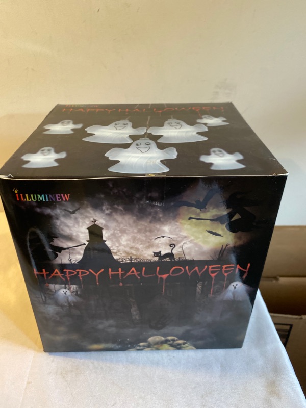 Photo 2 of 30 LED Halloween White Ghost with Wings String Lights, Battery Operated Halloween Lights with Remote, Indoor Outdoor Party, Patio, Garden, Halloween Decoration (Large), FACTORY SEALED 