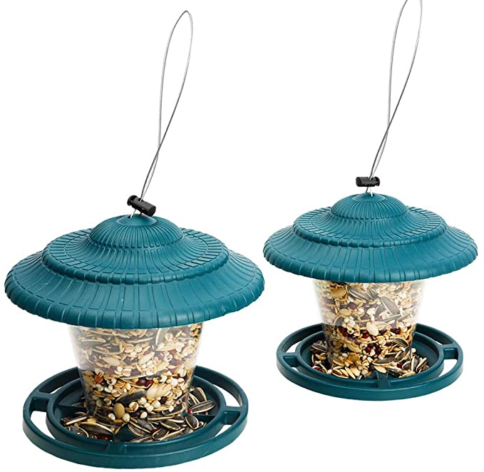 Photo 1 of Solution4Patio Expert in Garden Creation #G-B131A00-US 2 Pack Cord Lock Bird Feeder, Squirrel-Proof, Panorama, Large Capacity, Funnel-Shaped Easy to Clean & Refill, Thick Plastic