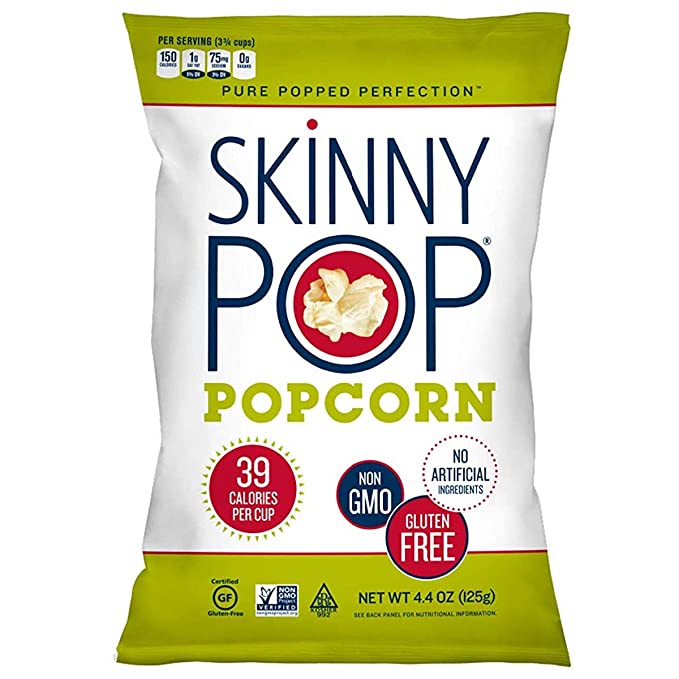 Photo 1 of 4PC LOT
SkinnyPop Orignal Popcorn, 4.4oz Grocery Size Bags, Skinny Pop, Healthy Popcorn Snacks, Gluten Free, EXP 11/08/2021, 2 COUNT

SkinnyPop White Cheddar Popcorn, Skinny Pack, 6ct, 0.65oz Individual Snack Size Bags, Skinny Pop, Healthy Popcorn Snacks,