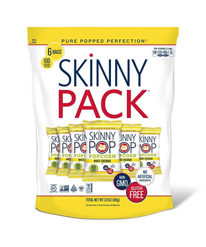 Photo 2 of 4PC LOT
SkinnyPop Orignal Popcorn, 4.4oz Grocery Size Bags, Skinny Pop, Healthy Popcorn Snacks, Gluten Free, EXP 11/08/2021, 2 COUNT

SkinnyPop White Cheddar Popcorn, Skinny Pack, 6ct, 0.65oz Individual Snack Size Bags, Skinny Pop, Healthy Popcorn Snacks,