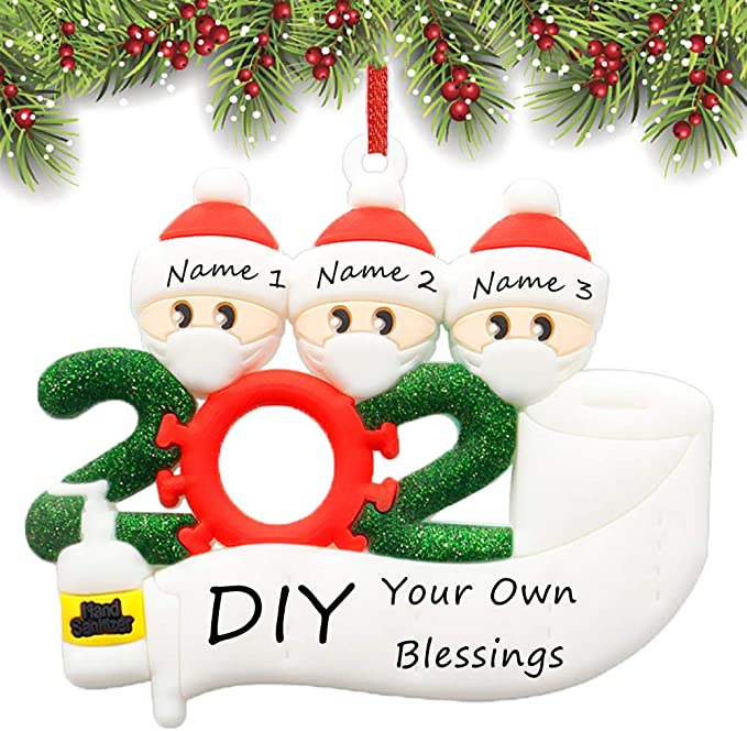 Photo 2 of 2PC LOT
buddy4baby Personalized Christmas Ornaments, 2020 Quarantine Survivor Couple Customized Xmas Tree Hanging Set DIY Creative Gift with Paint Pen, Black (Fmaily of 4)

2020 Christmas Ornament, Christmas Ornaments Quarantine Survivor Family, Christmas