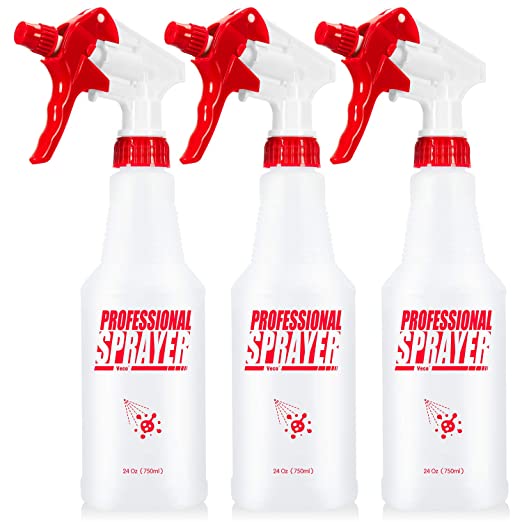 Photo 1 of 2PC LOT
VECO Plastic Spray Bottles (3 Pack,24 Oz) with Measurements and Adjustable Nozzle(Mist & Stream Mode), HDPE Empty Spray Bottles for Cleaning Solution, Household/Commercial/Industrial Use (24oz, Red), 2 COUNT