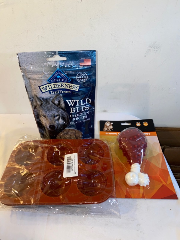 Photo 3 of 3PC LOT
Blue Buffalo Wilderness Trail Treats Wild Bits Grain Free Soft-Moist Training Dog Treats, EXP 10/17/2021

STRONG RUBBER DENTAL CHEW

6 Holes Silicone Mold for Chocolate, Half Ball Sphere Cake Mold Cupcake Baking Pan For Chocolate, Cake, Jelly, Pud