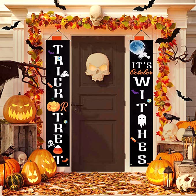 Photo 1 of 2PC LOT
Korlon Halloween Porch Sign - Trick or Treat Sign & It's October Witches Halloween Sign Banner | Halloween Door Sign for Halloween Decorations

Graduation Decorations Porch Sign - We are So Proud of You Graduation Banners Backdrop Indoor & Outdoor