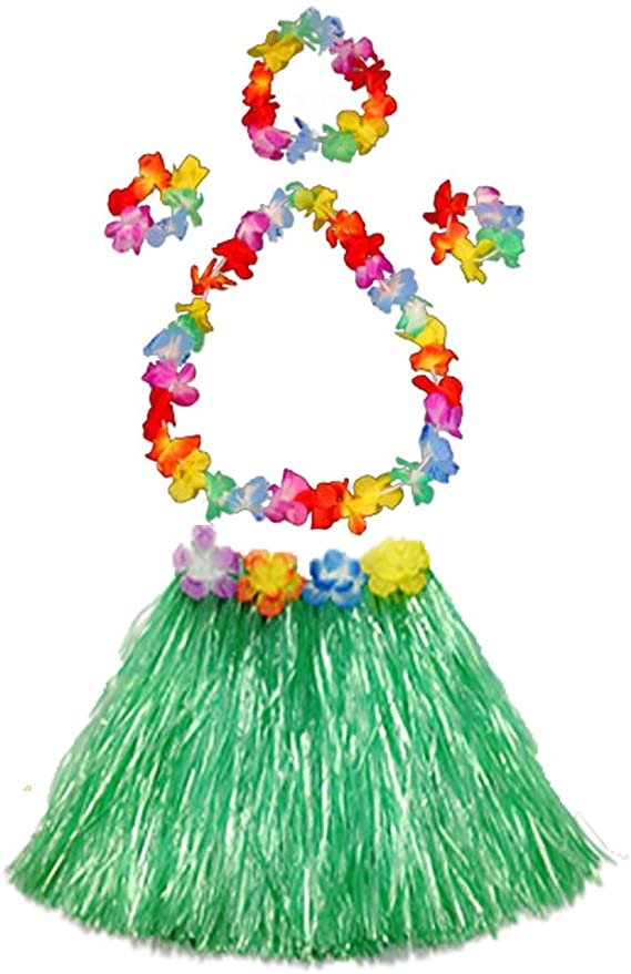 Photo 1 of Girl's Elastic Hawaiian Hula Dancer Grass Skirt with Flower Costume Set-Green
MISSING WRIST BANDS, USED, SIZE UNKNOWN 