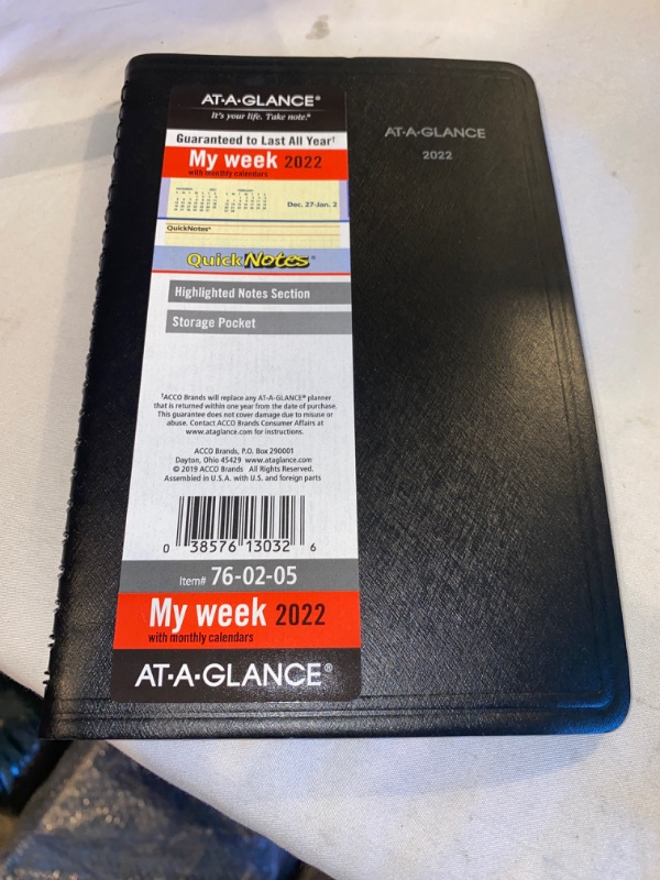 Photo 2 of 2022 Weekly & Monthly Appointment Book & Planner by AT-A-GLANCE, 5" x 8", Small, QuickNotes, Black (760205)