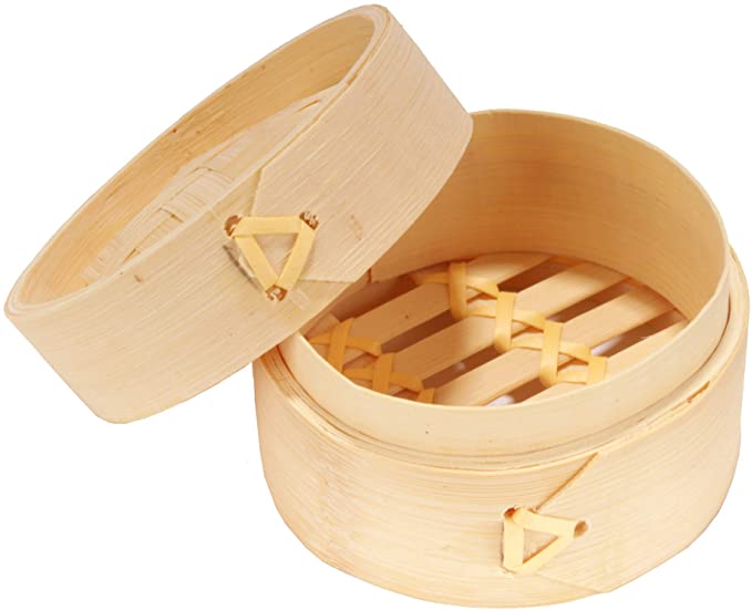 Photo 1 of BambooMN 3 Inch Mini Bamboo Dim Sum Dumpling Steamer Basket for Dessert Party Favors Wedding Birthday Home Decorations Supplies, 10 Pieces