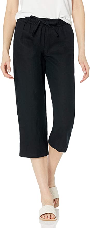 Photo 1 of Amazon Essentials Women's Linen Blend Drawstring Wide Leg Crop Pant, SIZE XL 