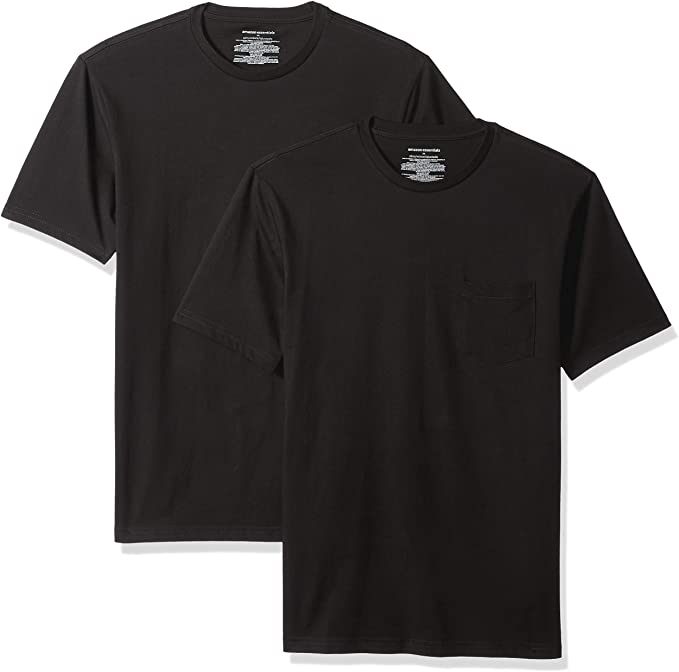 Photo 1 of Amazon Essentials Men's 2-Pack Slim-Fit Short-Sleeve Crewneck Pocket T-Shirt, SIZE L