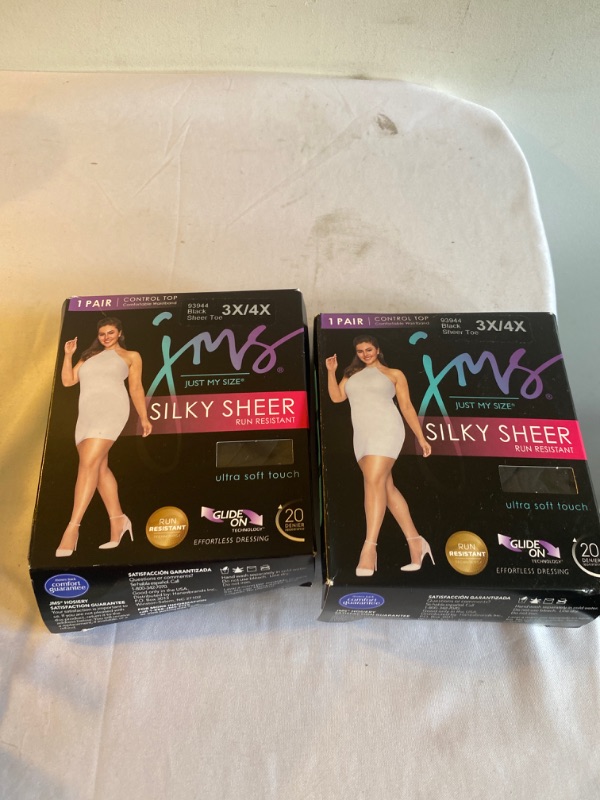 Photo 2 of 2PC LOT
Just My Size Women's Plus Size Run Resistant Control Top Panty Hose, SIZE 3X/4X, 2 COUNT