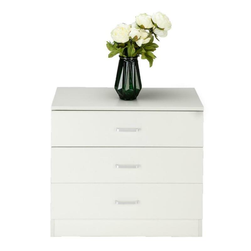 Photo 1 of Bedroom Storage Dresser 3 Drawers with Cabinet Wood Furniture white
