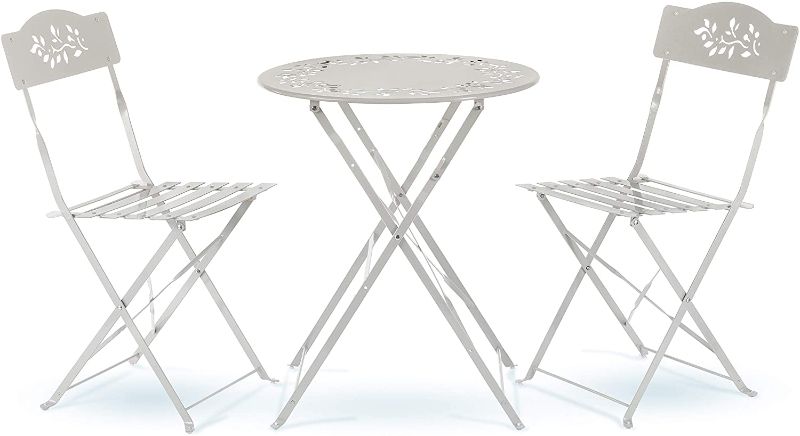 Photo 1 of Alpine Metal 3-Piece Bistro Set, White