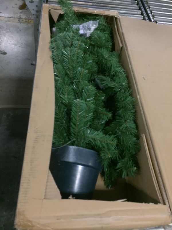 Photo 1 of 4pc Pre-Lit Battery Operated Artificial Christmas Set - Warm White LED Lights 9'