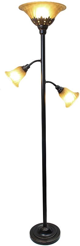 Photo 1 of 3 Light Restoration Floor Lamp with Scalloped Glass Shade Brown - Elegant Designs