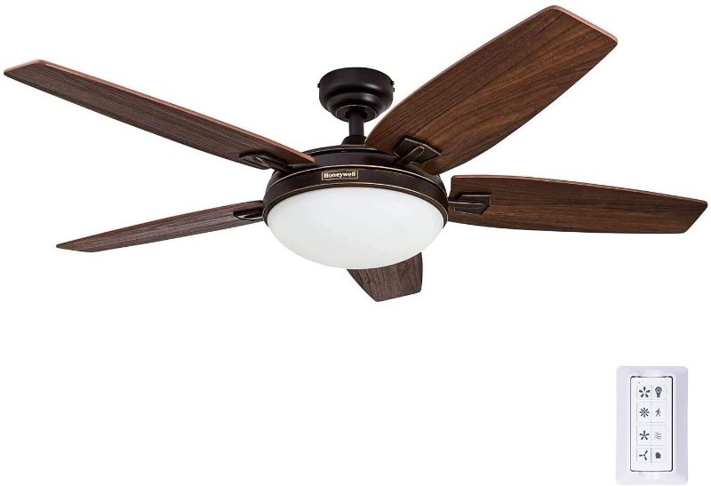 Photo 1 of 48" Honeywell Carmel Oil Rubbed Bronze Ceiling Fan with Integrated Light and Remote