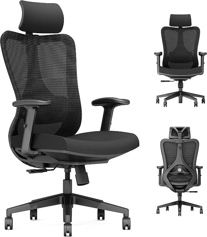 Photo 2 of Ergonomic Office Chair Big And Tall High Back - PC Gaming Computer Desk Chair Wheel For Adults Kids Teens - Swivel Adjustable Executive Home Mesh Rolling Comfortable Task Arm Work Chair Lumbar Support
