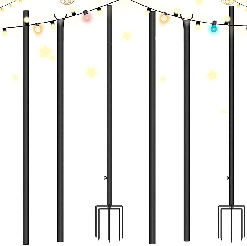 Photo 1 of String Light Poles for Outdoors, 2 x 9 FT Metal Twist Connection Light Pole, for Hanging LED Solar Bulbs Perfect for House Garden Patio Wedding Party?No Light Included?
