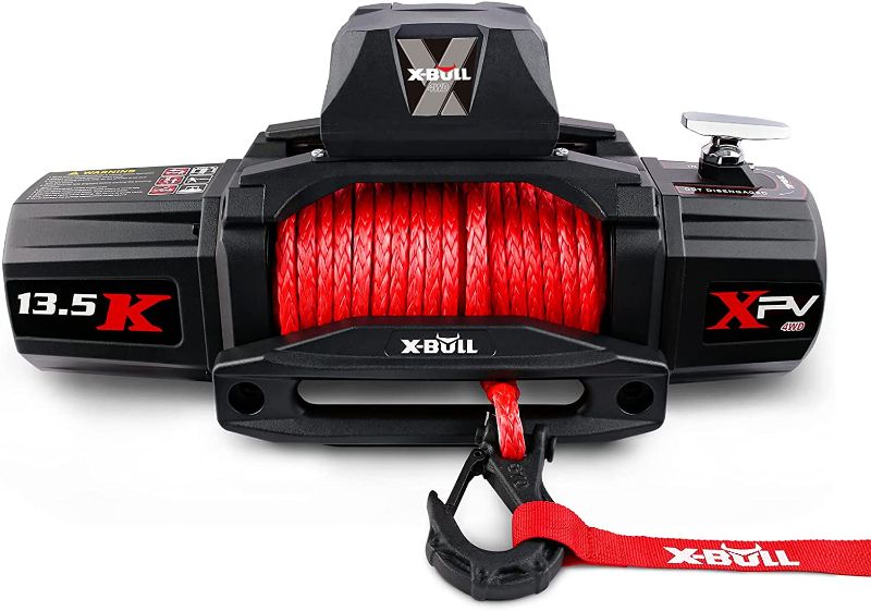 Photo 1 of X-BULL 12V Synthetic Rope Winch-13500 lb. Load Capacity Electric Winch Kit,Waterproof IP66 Electric Winch with Hawse Fairlead, with Wireless Handheld Remote and Corded Control Recovery
