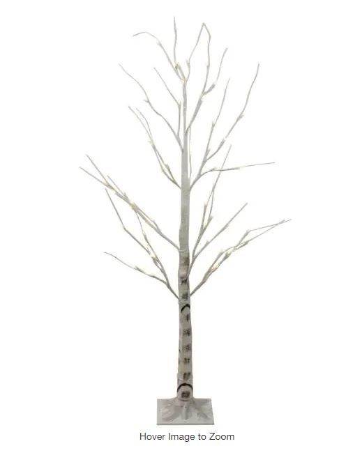 Photo 1 of 4 ft. LED Lighted White Birch Tree Outdoor Decoration - White Lights
