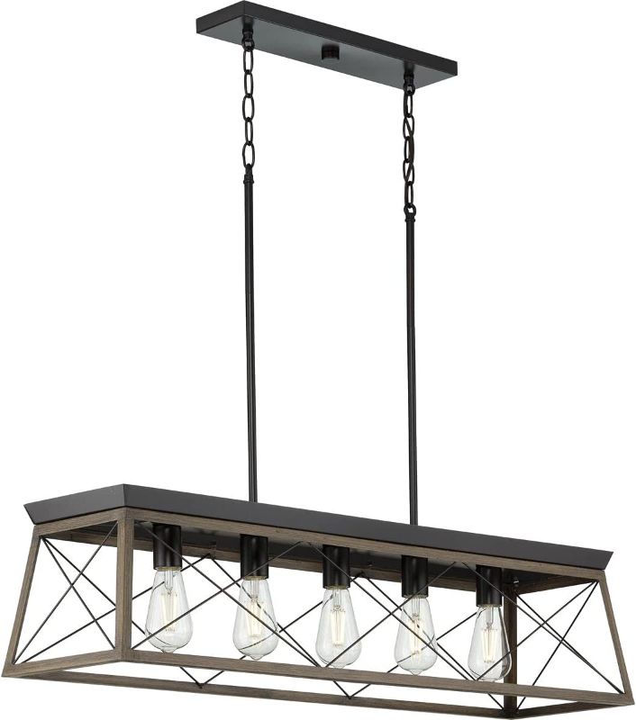 Photo 1 of  Progress Lighting P400048-020 Briarwood Collection Farmhouse Linear Chandelier, Five Light, Antique Bronze
