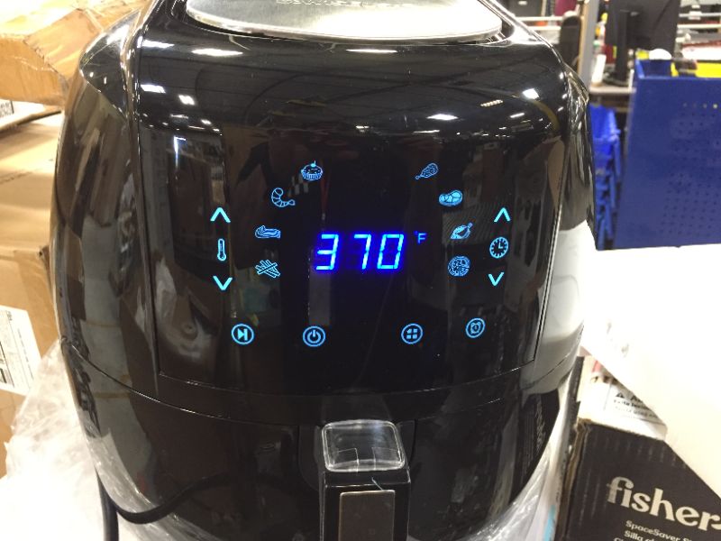 Photo 1 of 8-in-1 5.8 Qt. Black Electric Air Fryer with Recipe Book