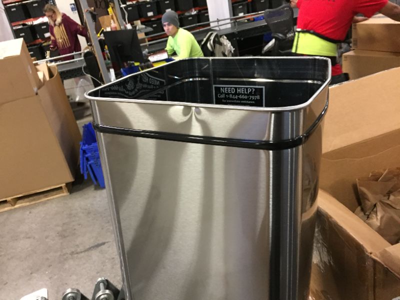 Photo 3 of iTouchless 13 Gallon Stainless Steel Kitchen Trash Can with AbsorbX Odor Filter System, Powered by Batteries (not Included) or Optional AC Adapter (Sold Separately)
