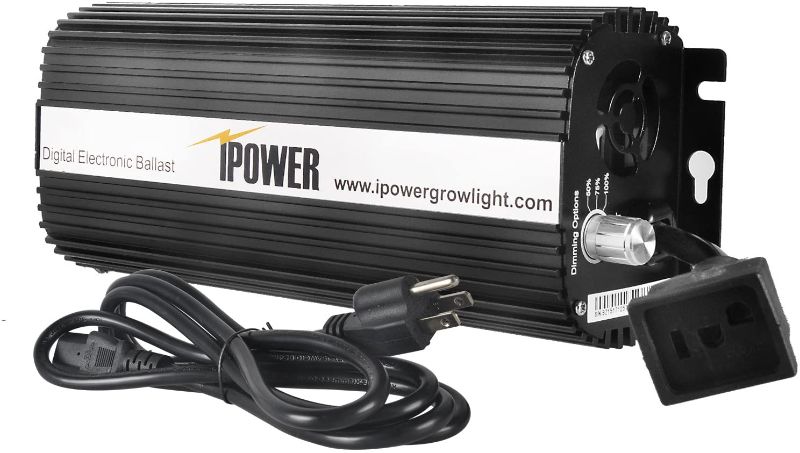 Photo 1 of iPower GLBLST600D Horticulture 600 Watt Digital Dimmable Electronic Ballast for Hydroponics HPS MH Grow Light, 600W, Black
