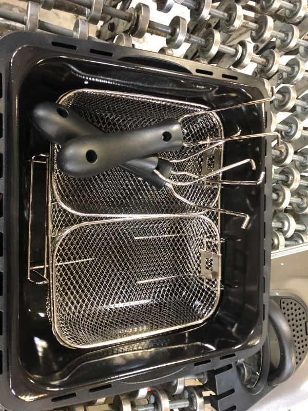 Photo 3 of Electric Deep Fryer- 3 Fry Baskets, 1 Large and 2 Small for Dual Use- At Home Stainless Steel Hot Oil Cooker by Classic Cuisine (4 Liter)
