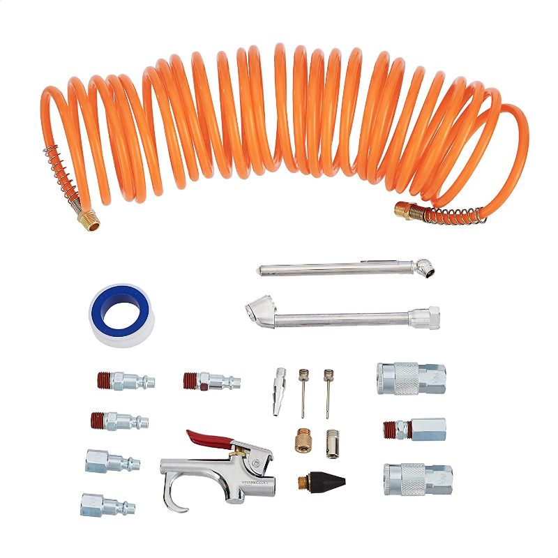 Photo 1 of Amazon Basics 1/4-Inch NPT Air Compressor Tool Kit with Hose and Accessories - 20-Piece
