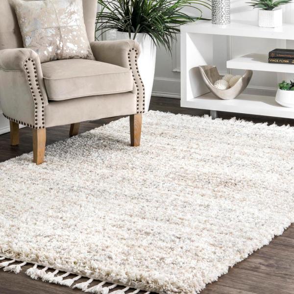 Photo 1 of Contemporary Brooke Ivory 10 ft. x 13 ft. Shag Area Rug