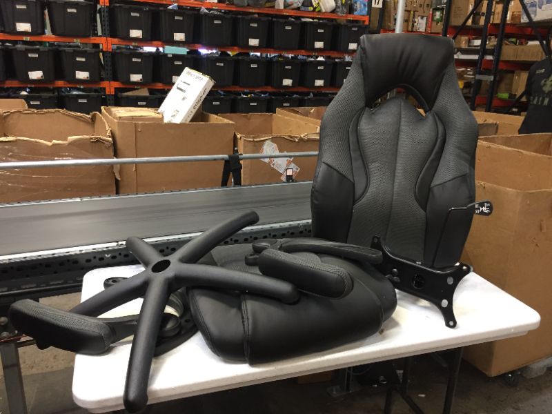 Photo 2 of soldforparts-missing parts--Ofm High-Back -- missing one screw-- Racing Style Bonded Leather Gaming Chair, Gray