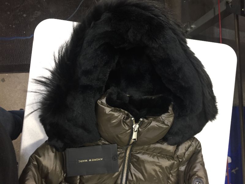 Photo 4 of Andrew Marc Women's Down Coat with Leather Belt real fur size XS