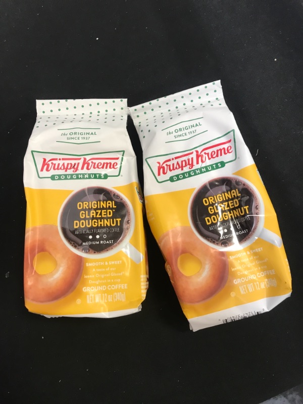 Photo 2 of 2 pack - Krispy Kreme Original Glazed Doughnut, Ground Coffee, Flavored Medium Roast, Bagged 12 oz
best by jan - 6 - 22 