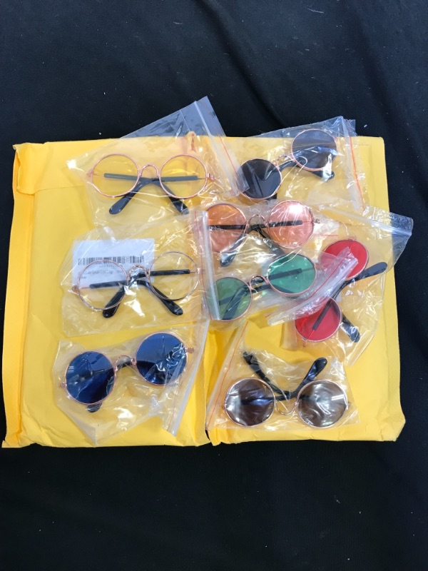 Photo 2 of 2 pack - 8 Pcs Cute Small Cats Dogs Sunglasses Retro Round Metal Prince Sunglasses Set Funny Cosplay Glasses Toys Photos Props Accessories (8 Pack Color Mix)
