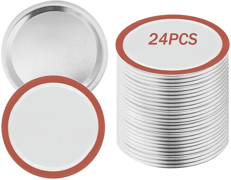 Photo 1 of 24-Count, Wide Mouth Canning Lids for Ball, Kerr Jars - Split-Type Metal Mason Jar Lids for Round Bottle, Canning Jar Caps, Mason Jars Lids, Food Storage-Food Grade Material