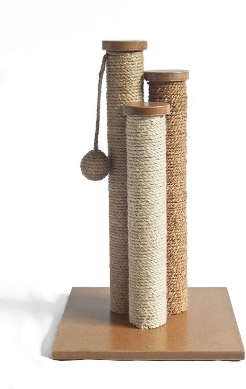 Photo 1 of Cat Triple Scratching Posts Beige Pet Supplies Amazon Basics Cat Scratching P23ost with Toy

