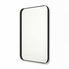 Photo 1 of 24 in. x 36 in. Metal Framed Rounded Rectangle Bathroom Vanity Mirror in Black
