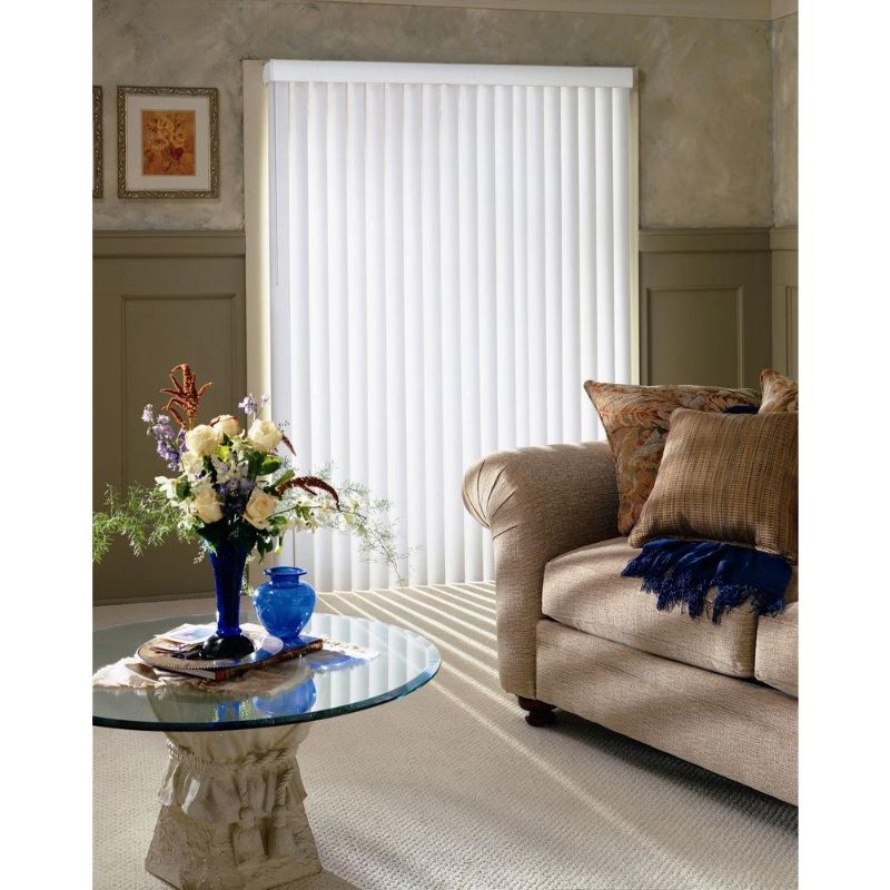 Photo 1 of Bali Cut-to-Size 3.5 in. W x 84 in. L Ivory Crown 3.5 Vertical Blind/Louver Set