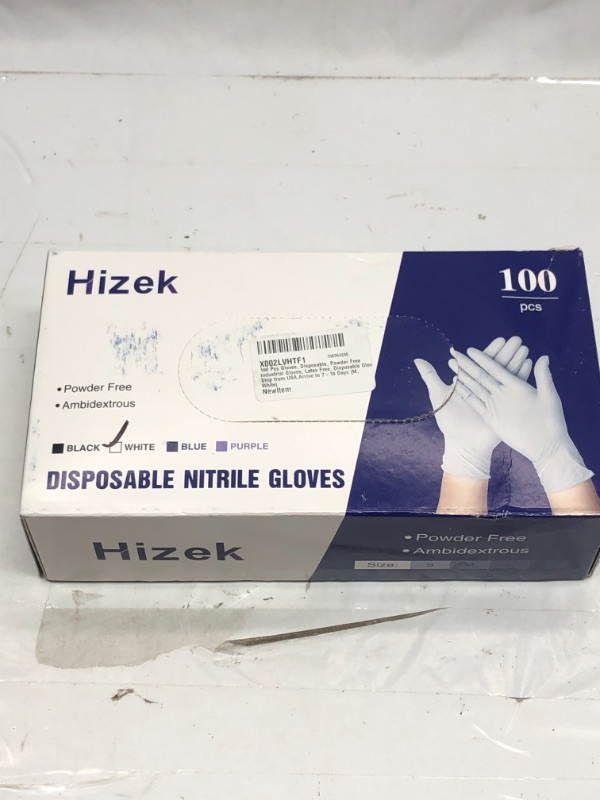 Photo 1 of 100 PACK DISPOSALBLE NITRILE GLOVES WHITE SIZE MEDIUM