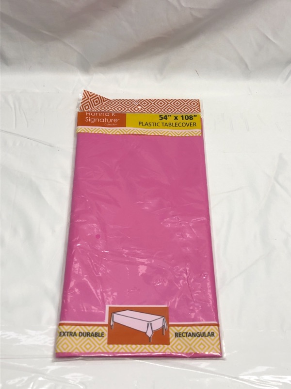 Photo 1 of 54 INCH X 108 INCH PINK PLASTIC TABLE CLOTH 