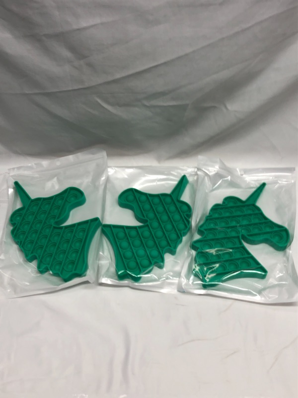 Photo 1 of 3 PACK PUSH POP FIDGET TOYS UNICORN GREEN