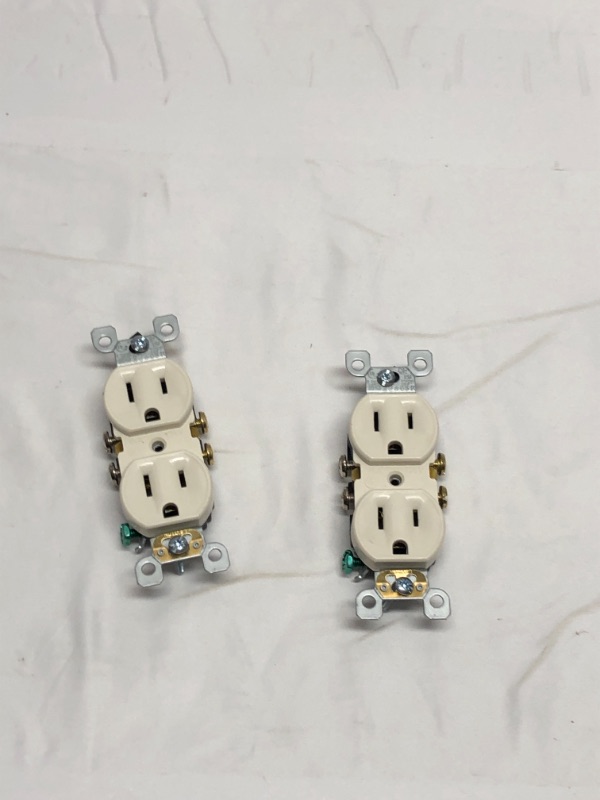 Photo 1 of 2 PACK ELECTRICAL OUTLETS IVORY FACE 