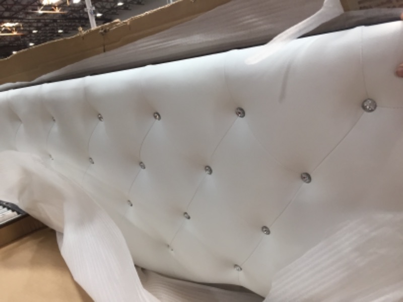 Photo 2 of Baxton Studio Wholesale Interiors Rita Modern and Contemporary Faux Leather Upholstered Button-Tufted Scalloped Headboard, Full, White
