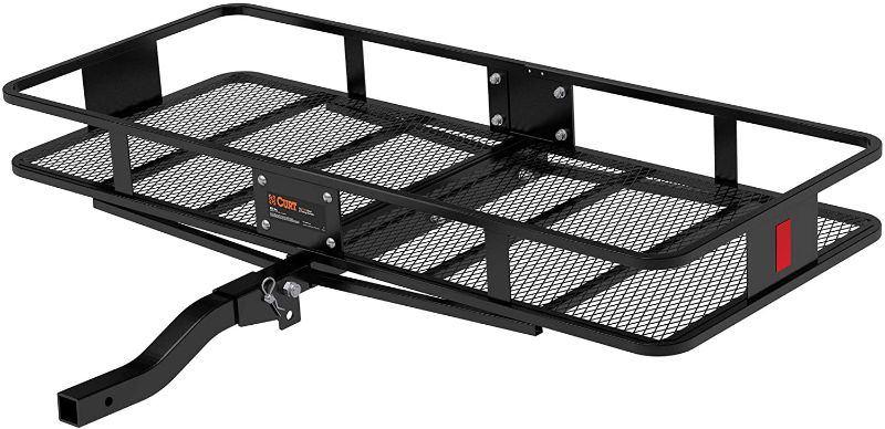 Photo 1 of CURT 18153 60 x 24-Inch Basket Hitch Cargo Carrier, 500 lbs Capacity, Black Steel, 2-In Folding Shank

